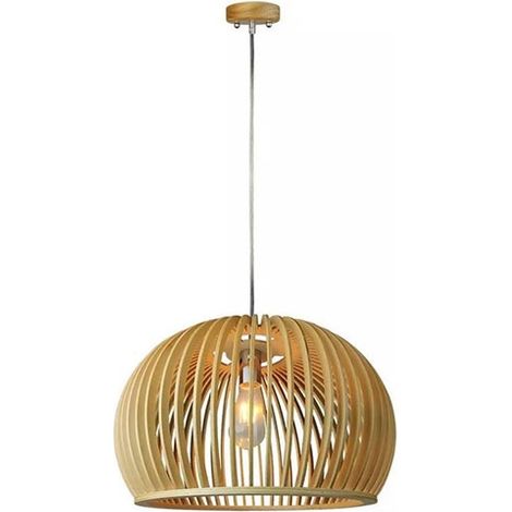 V-TAC VT-4280 Suspension moderne en bois avec abat-jour décoratif chromé E27 Ф440mm - SKU 40541 (1/5)