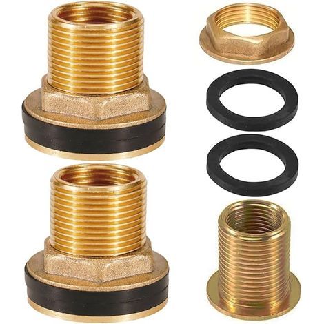 Réservoir Tuyau d'eau Raccord en Laiton, 3 Pcs Raccord Citerne Eau de Pluie, avec Filetage Extérieur 3/4 Pouce, Filetage Intérieur 1/2 Pouce, pour Robinets, Seaux et Réservoirs d'eau (1/5)