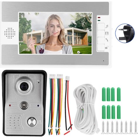 Sonnette vidéo filaire 7 pouces, interphone, écran TFT, vision nocturne, système d'accès à distance, 100-240 V Brilvibera (1/5)