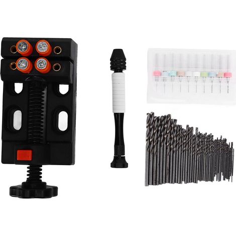 Set mit 60 Handbohrwerkzeugen, Spiralbohrern von 0,3 bis 1,2 mm, Mini-Tischbohrern für Bastelarbeiten und Schnitzereien (1/5)