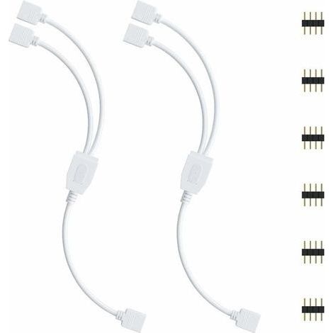 Kit de connecteurs pour ruban LED, 2pcs Séparateur de Bande LED 4 Broches 1 à 2 Câble Diviseur Connecteur à 4 Broches pour ruban LED RVB 5050 3528 2835 Accessoires de DIY (1/5)