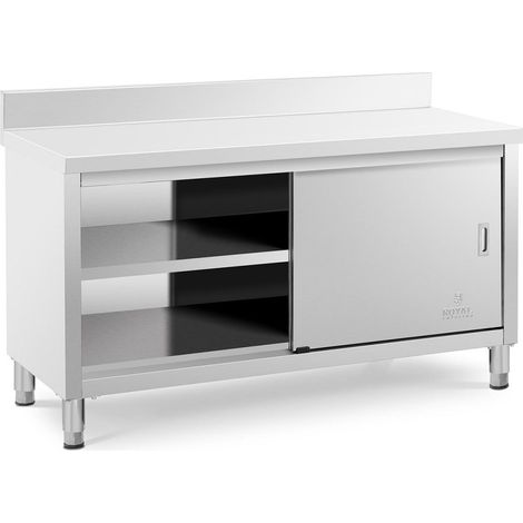 Mobile base da cucina in acciaio inox 150 x 60 x 85 cm con alzatina portata 600 kg acciaio inox 140002480