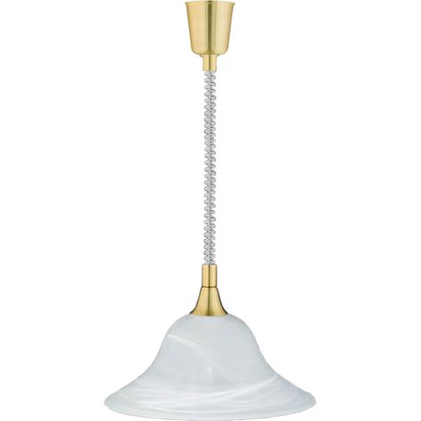 Pendelleuchte Ø 39 cm E27 Weiß Messing Glas Metall Hängeleuchte
