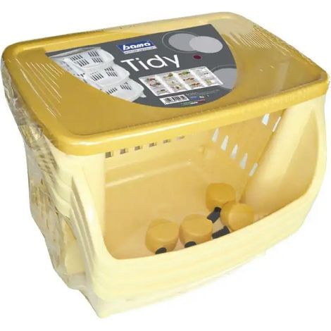 Carrello Porta Frutta Oggetti 3 Ceste in Plastica Con Ruote Vassoio Giallo Bama (1/2)