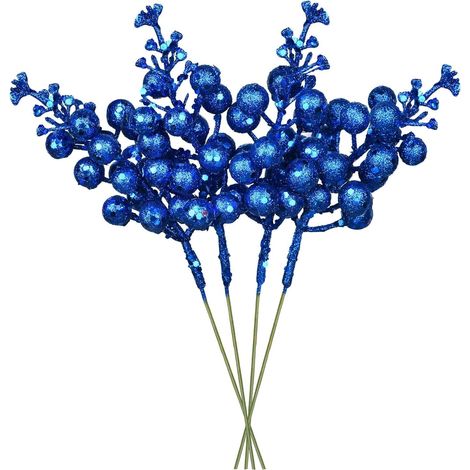 Rameaux De Baies Festives - 14 Pièces - Longueur 20 Cm - Diamètre Baie 1,5 Cm - Pour Décoration De Sapin, Couronne Et Intérieur - Noir (1/5)