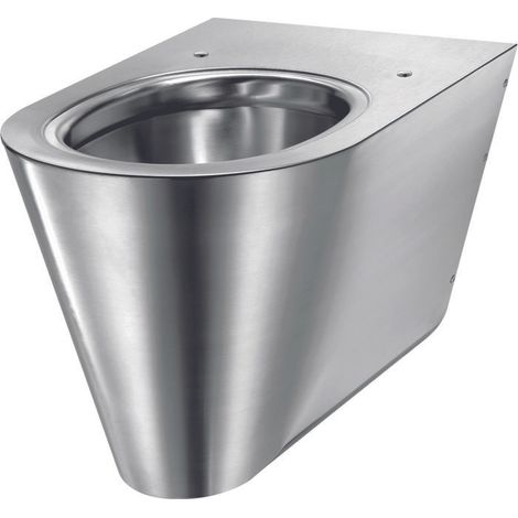 Delabie – Cuvette pour WC suspendu en inox – Forme en D – Longueur 53.5cm – Largeur 36cm – Antibactérien – Compatible tous bâti-supports – 110310 (1/5)