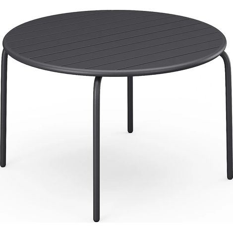 Table de jardin ronde D.110 cm en métal - Gris anthracite - MIRMANDE de MYLIA (1/5)