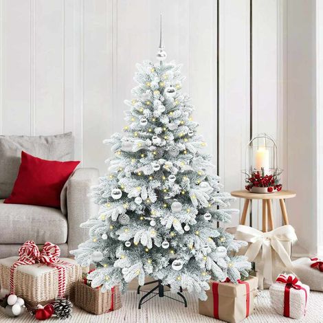 Künstlicher Weihnachtsbaum mit 150 LEDs Weiß 150 cm PE und PVC