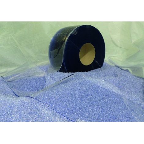 Lanière souple en PVC - Largeur : 200 mm - Coloris : bleu transparent - Longueur : 25 mètres - ALFAFLEX