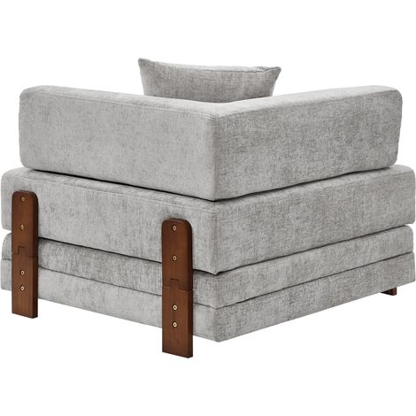 Divano letto pieghevole 2 in 1 in tessuto grigio chiaro con USB, Type-C e contenitore (1/5)