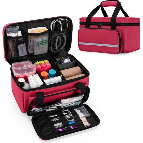 Petit Boite de Premiers Secours, Sac d’Urgence pour Maison ou Voyage, Organisateur des Médicaments, Rouge (Sac Vide) (1/5)