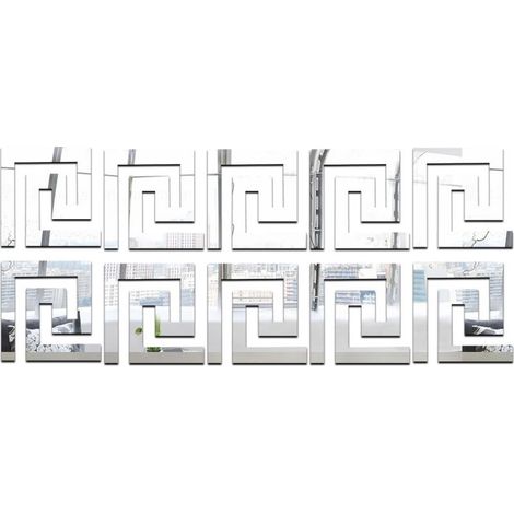 Revêtement Mural 3D en Acrylique Cristal à Effet Miroir,avec Lignes Saillantes,Respectueux de l'Environnement,pour Plafonds et Frises - 10 Pièces par Set (Argent) (1/3)