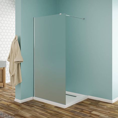 Parete Walk-In in vetro temperato opaco 8mm con profili cromo H190 - 80 cm (1/2)