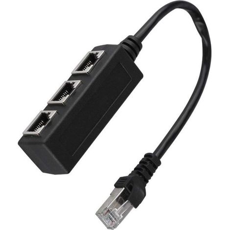 Vie libre© Adaptateur de câble de rallonge Ethernet 1 séparateur de connecteur de transfert de port mâle à 3 femelle (1/4)