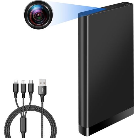 Caméra Espion Discrète HD 1080P, 10000mAh Power Bank Caméra Cachée sans WiFi, Mini Camera Espion Portable, Spy cam avec Audio et Vision Nocturne pour Activités intérieures et extérieures (1/5)