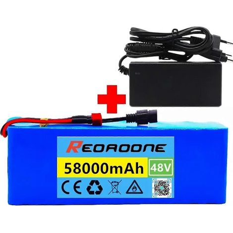 Batterie au lithium 18650 neuve 48V 58Ah 13 séries 3 parallèles 58000mAh pour vélos électriques/cyclomoteurs/packs de batteries lithium-ion électriques, norme automobile FT. (1/5)