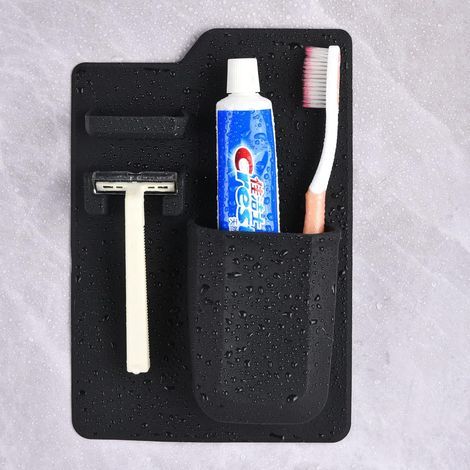 Soporte para cepillo de dientes y maquinilla de afeitar – Organizador de ducha de silicona, soporte para cepillo de dientes y artículos de aseo para la ducha, accesorio de baño – Desmontable y reutili (1/4)