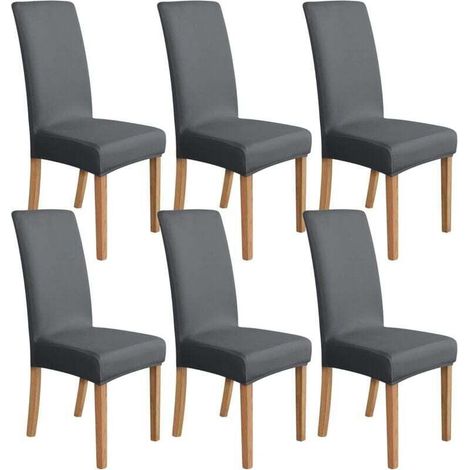 Set of 6 elasticated covers for pranzo seats, 48x48x70 cm, gray scuro (1/4)