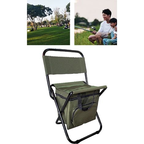 Tabouret pliant avec sac à outils 1601-5, grande capacité, chaise avec sac à outils en tissu Oxford épais, chaise pliante 3 en 1 avec dossier isolé (1/5)