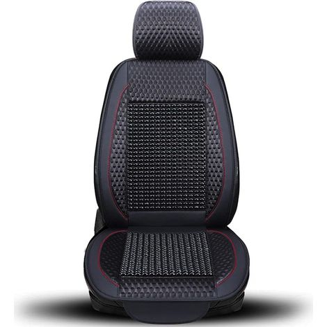 Housse de Siège Voiture Massage, Perles de Bois Housse de Siège Auto Sièges Avant, Housse de Siège Voiture Respirante, Coussin de Massage Universel pour Voiture, Bureau (Noir) (1/5)