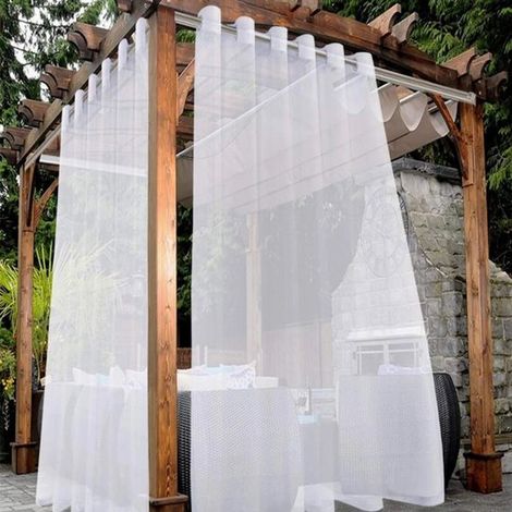 Tenda parasole da esterno impermeabile, trasparente, set da due pezzi, con anelli in metallo, 132 x 213 cm, bianca (1/5)