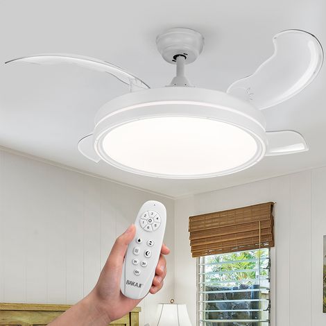 Ventilatore da Soffitto 4 Pale Richiudibili Plafoniera LED e Telecomando 106 cm (1/5)