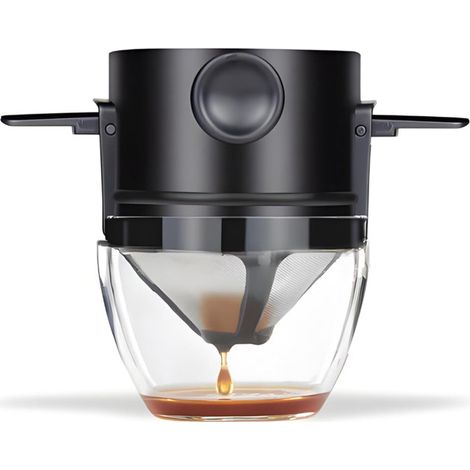Cafetière manuelle, filtre à café réutilisable,  noir