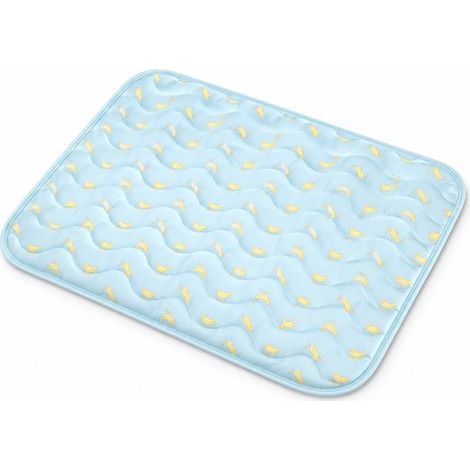 Tapis rafraîchissant pour chien et chat taille M, coussin d'été respirant et lavable, pour cage, canapé, panier et voiture, bleu (1/5)