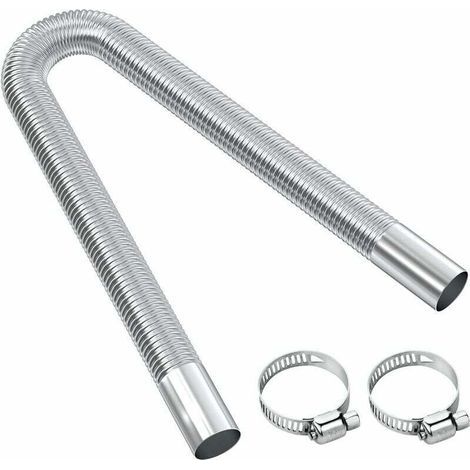 BUNTHAUS Auspuffrohr, 60 cm langes, tragbares, flexibles Edelstahl-Auspuffrohr mit 2 Edelstahlklemmen, Auto-Auspuffrohr (25 mm) für Dieselheizung