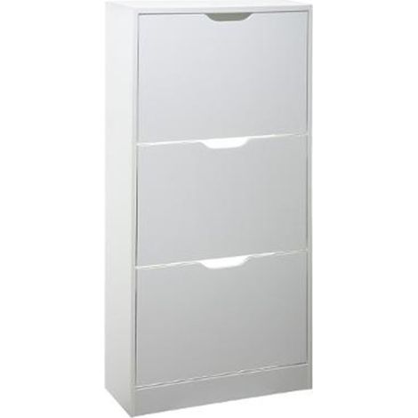 Meuble à Chaussures 3 Compartiments "Mylan" 115cm Blanc (1/2)