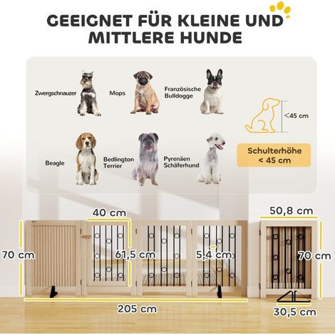 Freistehendes Tiergitter 205x30,5x70 cm aus MDF und Stahl Beige mit Tür für Flur – MEUBLIV (1/5)