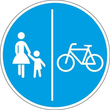 VKZ.241-31 percorso ciclistico rotondo 600 mm e etichetta pedonale separata foglio RAL RA1
