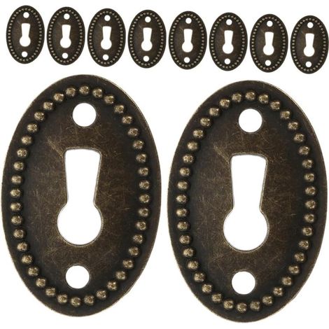 Lot de 12 plaques recouvrement ovales vintage pour serrures (1/5)