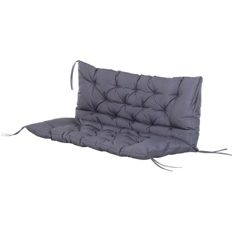 Coussin Matelas Assise Dossier pour Banc de Jardin balancelle canapé 2 Places Grand Confort 132 x 110 x 10 cm Gris (1/5)