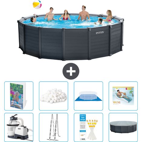 Intex Piscina Graphite Panel Rotonda - 478x124 cm - 9-pezzi  S527