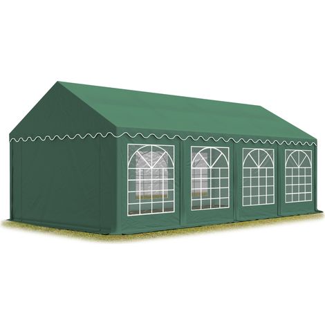 TOOLPORT Carpa para fiestas carpa de fiesta 4x8 m carpa de pabellón de jardín lona PVC 700 N en verde oscuro impermeable (1/5)
