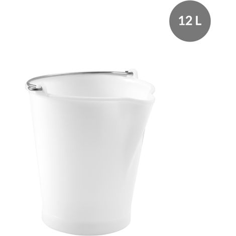 Seau rond 12 L anse inox avec bec verseur - blanc - Gilac