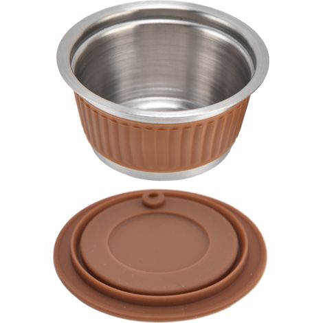 Wiederverwendbarer Edelstahl-Kaffeefilter, nachfüllbare Kapsel mit Pressbecher für Dolce Gusto Maschinen, Kaffeefarbe (1/5)
