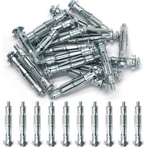 20 boulons d'expansion M5x52mm, chevilles robustes pour cloisons creuses, kit de chevilles en acier galvanisé pour plaques de plâtre, pour plaques de plâtre, téléviseurs, tringles à rideaux (1/5)