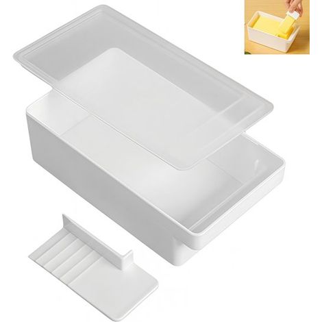 Beurrier avec couvercle, boîte de rangement pour beurre et fromage avec coupe-beurre. Capacité : 500 g de beurre blanc, 16,4 × 8,5 × 7,5 cm (1/5)