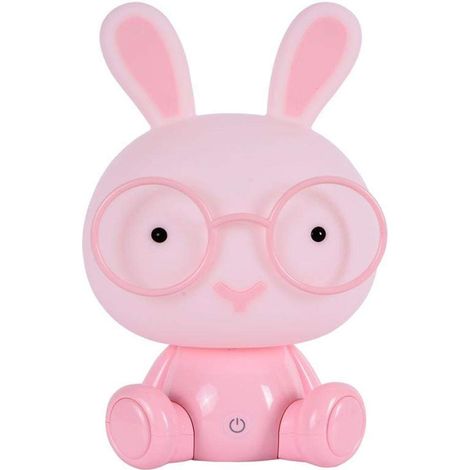MINKUROW Led Bunny Night Light Tea Light Lampade Per Bambini Protezione Degli Occhi Luce Di Emergenza Decorazione Commovente Comodino Camera Da Letto Illuminazione D'atmosfera,Rosa (1/5)