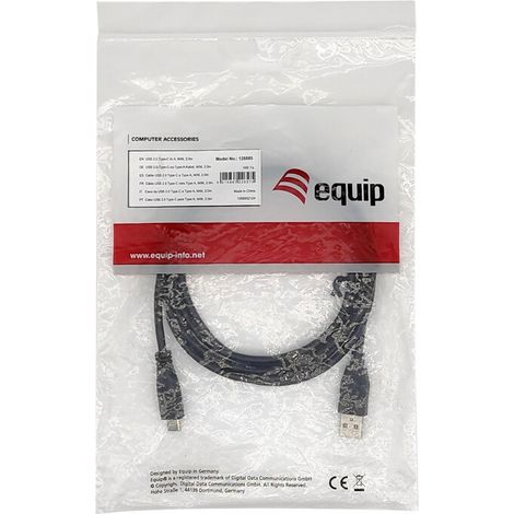 Equip Kabel USB-C2.0-A 3A              St/St  0.50m schwarz (128831)
