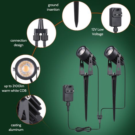 Lampes de jardin LED basse tension 6 en 1, éclairage paysager, étanche IP65, lampe d'extérieur, blanc chaud, pour passerelle, arbres, cour (1/5)