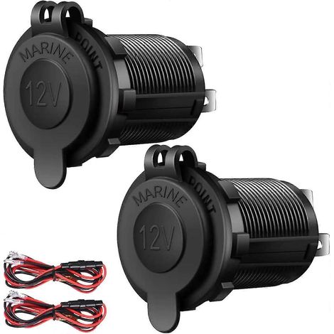 Prise allume-cigare 12 V, lot de 2 pour voiture, bateau, moto, quad, camping-car, prise de remplacement étanche 12 volts (1/5)