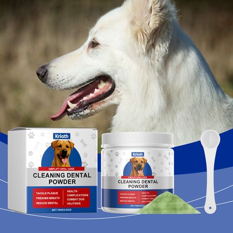 Poudre nettoyante douce et rafraîchissante pour les dents de chien, protégeant ses dents et assurant une hygiène buccale optimale. Poudre dentaire pour animaux – 100 g x 1, cuillère doseuse x 1 (1/5)