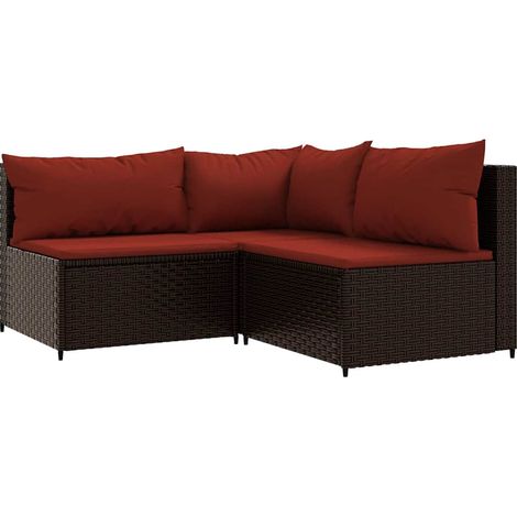 Maison Exclusive - Set Mobili da Giardino 3 pz con Cuscini in Polyrattan Marrone