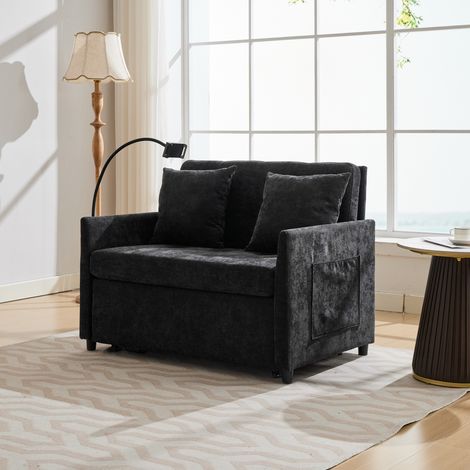 Canapé, pliable, 109 x 72 x 83,5 cm, tissu rembourré et tissu, noir (1/5)