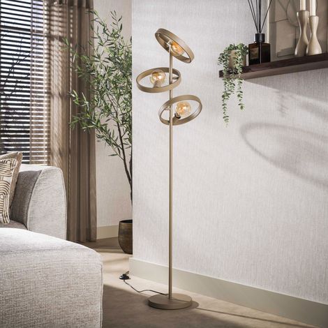 Lampadaire 3 lampes rondes en métal beige - HOOVY (1/5)