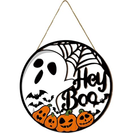 Bienvenue de Porte Fantôme Mignon Décorations Porte Toile Araignée Ronde Halloween Maison Manteau Cheminée Salon Appartement Jardin (1/5)