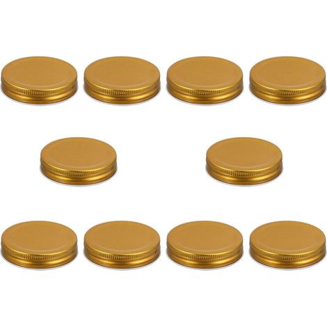Lot de 10 couvercles dorés de 86 mm pour bocaux Mason - Couvercles rechange pour bocaux ouverture, pour la conserve et le stockage alimentaire (1/5)